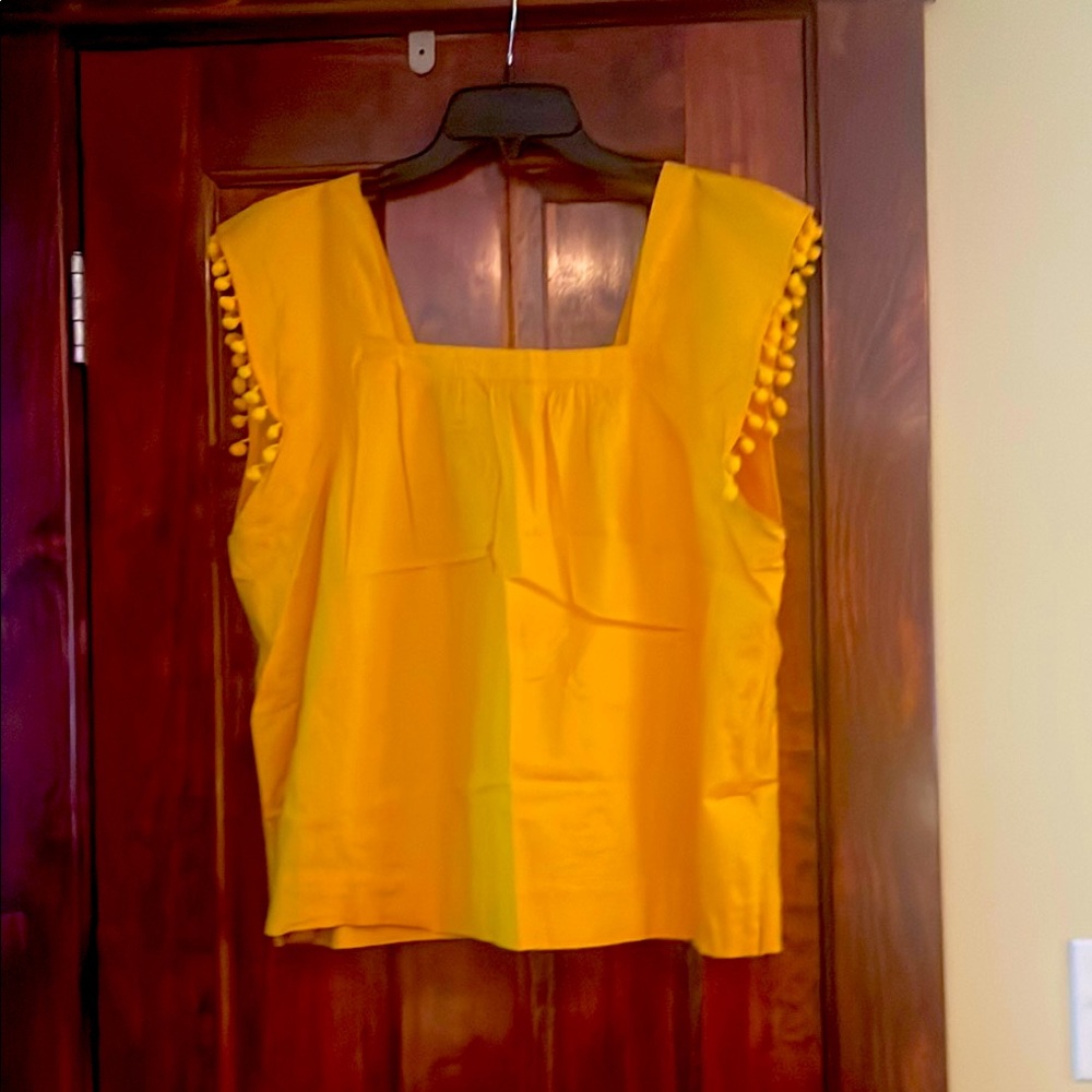 Golden yellow Sleeveless Top with Pom Pom’s
